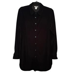 Soft Surroundings Black Velvet Blouse Long Sleeve M WhimsyGoth Steampunk Holiday